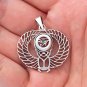 925 Sterling Silver Egyptian Eye of Horus Sacred Scarab Winged Charm Pendant