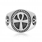 925 Sterling Silver Egyptian Ankh Cross Crux Ansata Symbol Of Life Ring