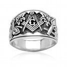 925 Sterling Silver Master Blue Lodge Mason Masonic Cigar Band Style Ring