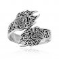 925 Sterling Silver Viking Wolf Fenrir Paw Claw Slavic Celtic Triquetra Knot Ring