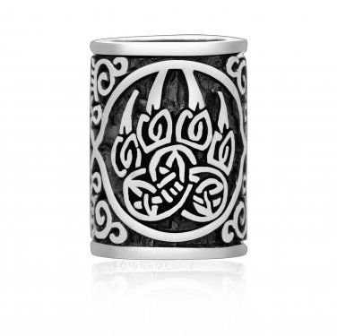 925 Sterling Silver Viking Bear Paw Claw Veles Beard Hair Bead Dreadlocks