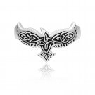 925 Sterling Silver Viking Raven Celtic Knotwork Pagan Unisex Ring