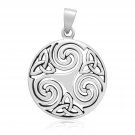 925 Sterling Silver Celtic Triskele Triskelion Knot Pagan Knotwork Pendant