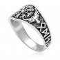 925 Sterling Silver Viking Vegvisir Compass Raven Runes Band Ring