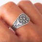 925 Sterling Silver Viking Vegvisir Compass Raven Runes Band Ring