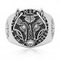 925 Sterling Silver Viking Legendary Wolf Fenrir Head Vegvisir Compass Runes Ring