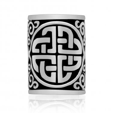 925 Sterling Silver Norse Shield Quarternary Celtic Knot Beard Hair Bead Dreadlocks