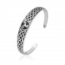 925 Sterling Silver Celtic Triskelion with Infinity Knots Pagan Bangle Bracelet