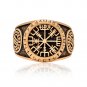 Viking Vegvisir Compass Old Norse Runes Legendary Ring Handcrafted from Bronze