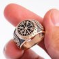 Viking Vegvisir Compass Old Norse Runes Legendary Ring Handcrafted from Bronze