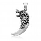 925 Sterling Silver Viking Wolf Tooth Protection Pagan Amulet Pendant