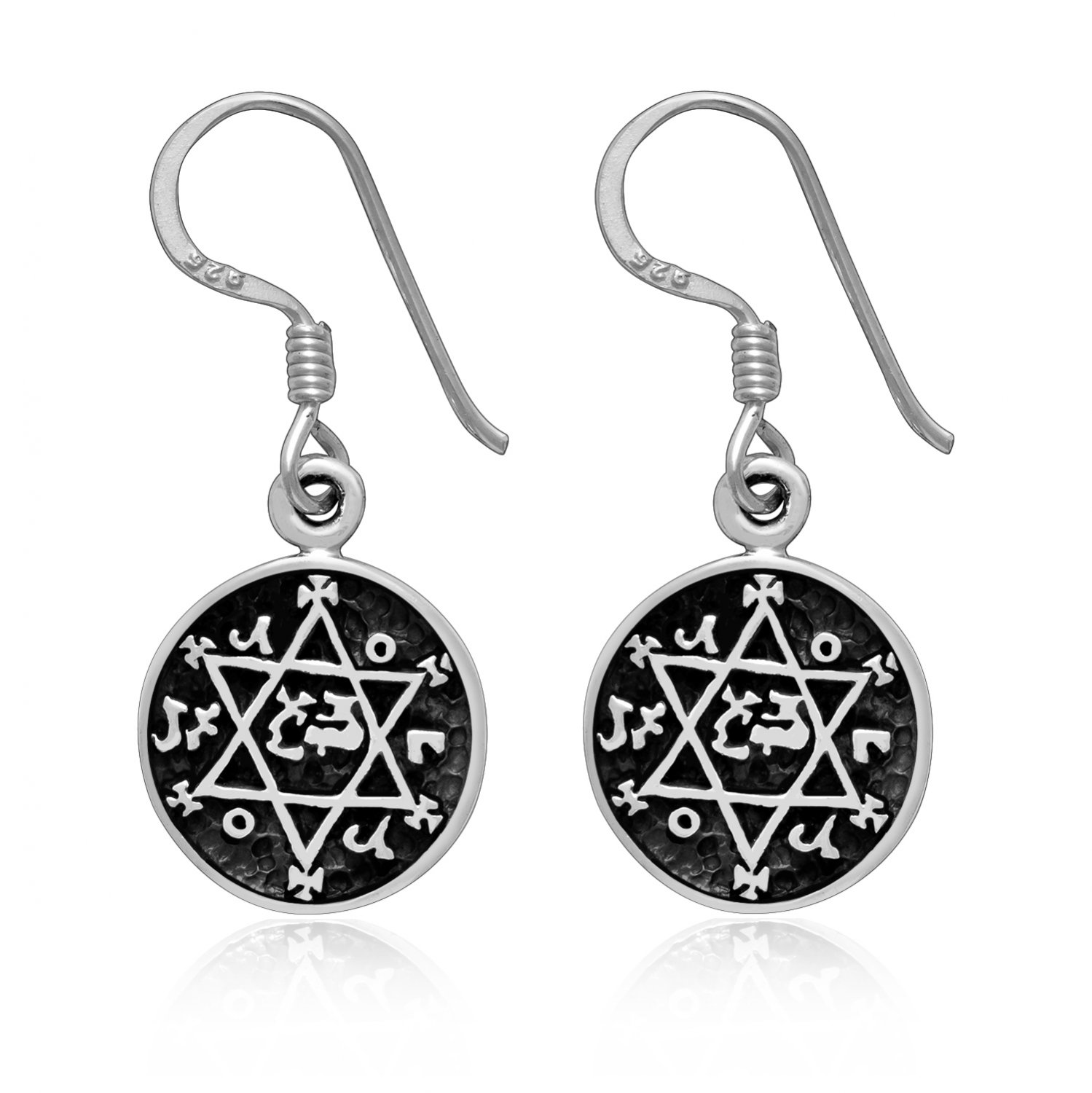 925 Sterling Silver King Solomon Seal of Solomon Star of David Judaica Earrings