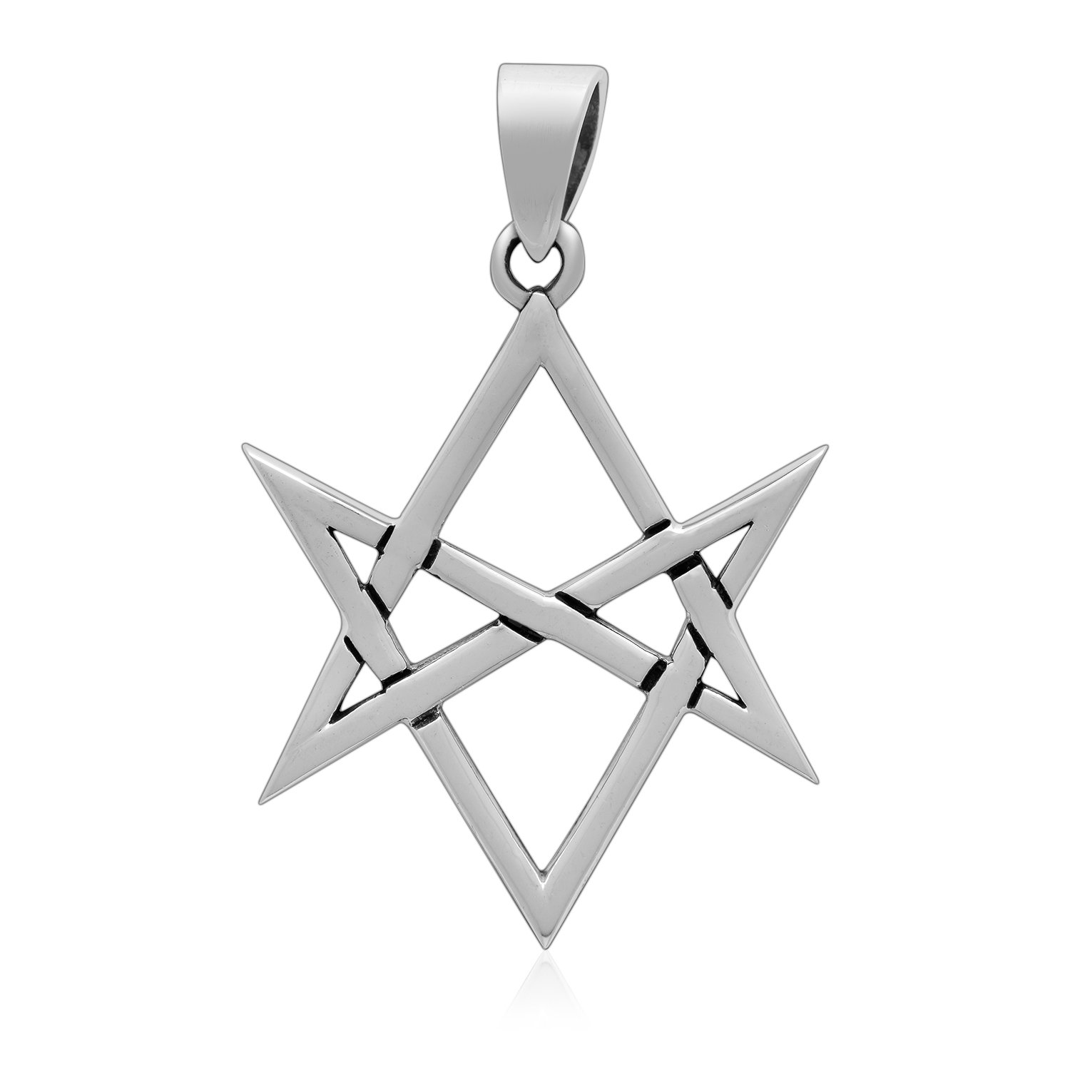 925 Sterling Silver Unicursal Hexagram Thelema Symbol Golden Dawn Magick Occult Pendant