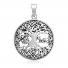 925 Sterling Silver Viking Yggdrasil Tree of Life Raven Horse Sleipnir Pendant
