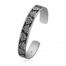 925 Sterling Silver Viking Valknut Knots Pagan Bangle Bracelet