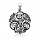 925 Sterling Silver Celtic Triskele Triskelion Knot Viking Raven Amulet Pendant