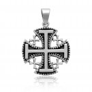 925 Sterling Silver Handcrafted Signed Jerusalem Holy Land Cross Charm Pendant