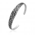925 Sterling Silver Celtic Triquetra Infinity Knots Viking Jormungand Bangle Bracelet