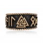 Handcrafted Bronze Viking Valknut Runes Norse Futhark Legendary Band Ring