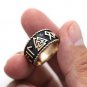 Handcrafted Bronze Viking Valknut Runes Norse Futhark Legendary Band Ring