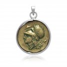 925 Sterling Silver and Brass Pegasus Athena Corinthia Stater Ancient Greek Coin Pendant