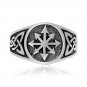 925 Sterling Silver Symbol of Chaos Chaospere Wheel of Chaos Pointed Arrows Occult Ring