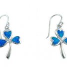 925 Sterling Silver Hawaiian Blue Opal Celtic Shamrock Earrings Set