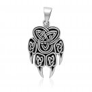 925 Sterling Silver Viking Bear Claw Triquetra Norse Celtic Pagan Pendant Amulet