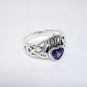 925 Sterling Silver Celtic Irish Claddagh Purple Heart CZ Cubic Zirconia Ring