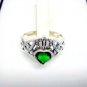 925 Sterling Silver Celtic Irish Claddagh Green Heart CZ Cubic Zirconia Ring