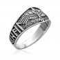 925 Sterling Silver Viking Raven Heil Odin Old Norse Runes Futhark Script Band Ring