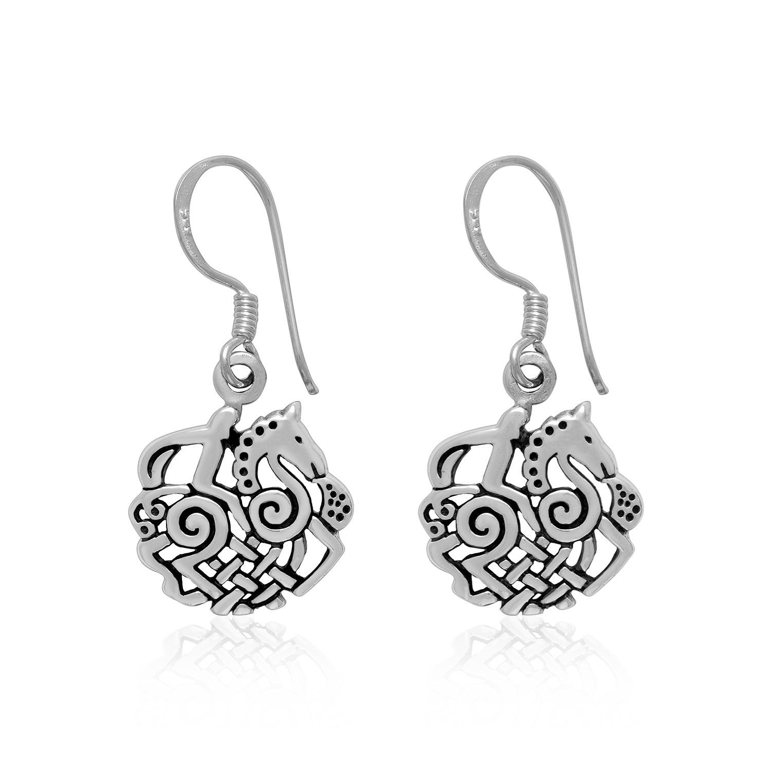 925 Sterling Silver Sleipnir Viking Horse Odin's Steed Pagan Jewelry Earrings Set
