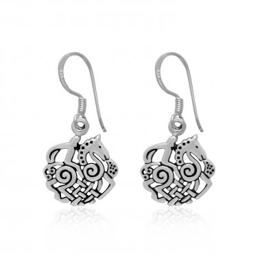925 Sterling Silver Sleipnir Viking Horse Odin's Steed Pagan Jewelry Earrings Set