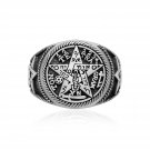 925 Sterling Silver Tetragrammaton Pentagram Star Solomon Kabbalah Sacred Symbols Hebrew Ring