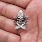 925 Sterling Silver Skull Pirate Caribbean Cross Swords Cubic Zirconia Red CZ Eye Gothic Pendant