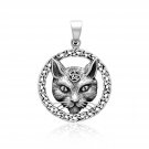 925 Sterling Silver Wiccan Witchcraft Cat Pentagram Knotwork Magic Occult Pendant