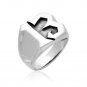 925 Sterling Silver Biker Outlaw Symbol Lucky Number 13 Gothic Men's Ring