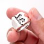 925 Sterling Silver Biker Outlaw Symbol Lucky Number 13 Gothic Men's Ring