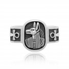 925 Sterling Silver Egyptian Egypt Anubis God of the Dead Underworld Ankh Ring