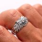 925 Sterling Silver Owl Bird Head Symbol Of Wisdom Biker Gothic Handcrafted Ring