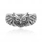 925 Sterling Silver Owl Bird Head Symbol Of Wisdom Biker Gothic Handcrafted Ring