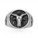 Sterling Silver Baphomet Pentagram Sabbatic Goat of Mendes Ram Satanic Occult Ring