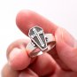 925 Sterling Silver Biker Poison Coffin Gothic Cross Locket Rock Punk Ring