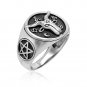Sterling Silver Baphomet Pentagram Sabbatic Goat of Mendes Ram Satanic Occult Ring