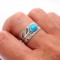 Sterling Silver Bird Feather Blue Turquoise Boho Native American Indian Navajo Eagle Ring