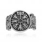 925 Sterling Silver Viking Vegvisir Compass Dragon Jormungand Mammen Ring