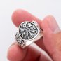 925 Sterling Silver Viking Vegvisir Compass Dragon Jormungand Mammen Ring