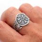 925 Sterling Silver Viking Vegvisir Compass Dragon Jormungand Mammen Ring
