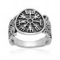 925 Sterling Silver Viking Vegvisir Compass Dragon Jormungand Mammen Ring