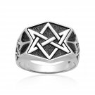 925 Sterling Silver Unicursal Hexagram Thelema Symbol Golden Dawn Magick Occult Ring